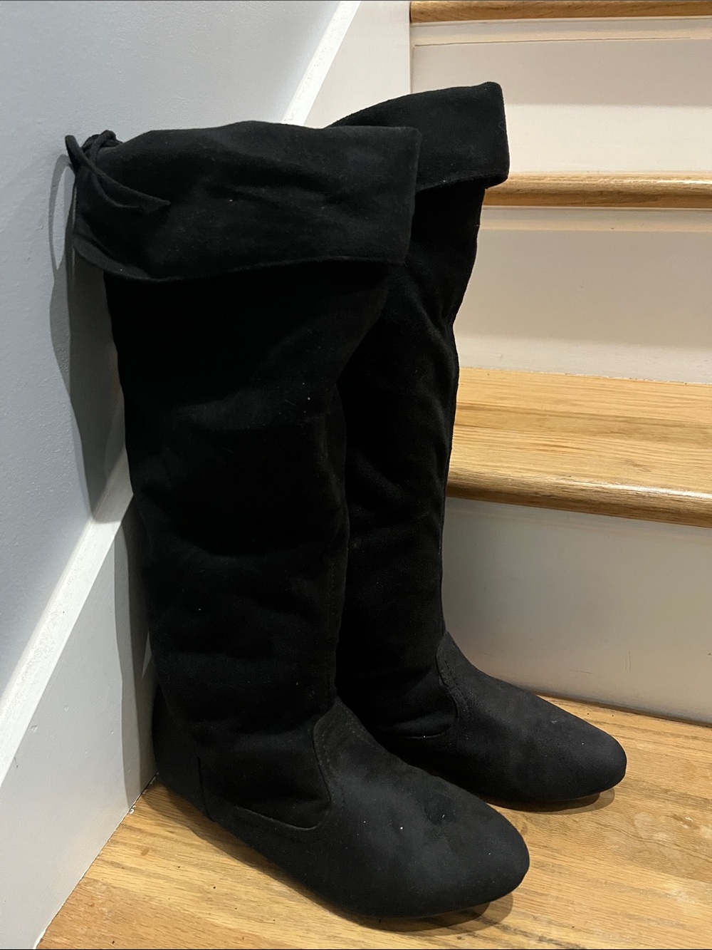 Black Over-the-Knee Suede Boots for Women
